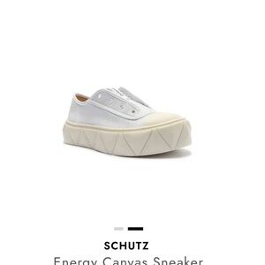 SCHUTZ White Canvas Sneakers with Cream Sole